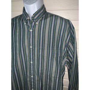 VTG BANANA REPUBLIC Sz LARGE Shirt Stripe Button Up 100% Cotton L/S EUC